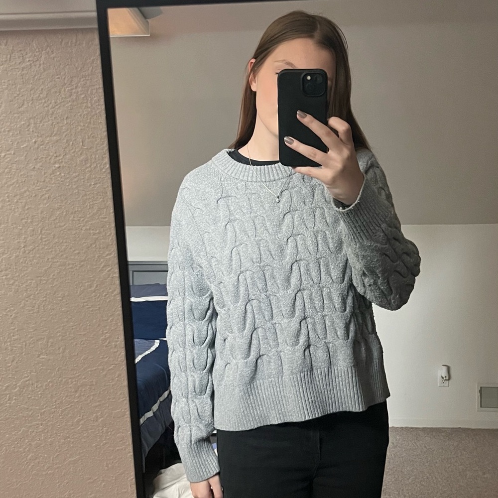 Gray Cable Knit Sweater